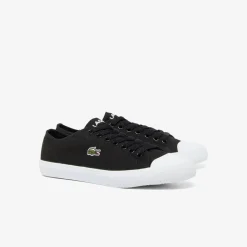 Lacoste Crocodile Print Canvas Low Trainers in Black