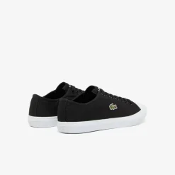Lacoste Crocodile Print Canvas Low Trainers in Black