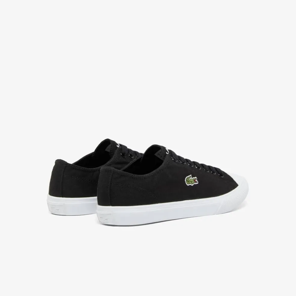 Lacoste Crocodile Print Canvas Low Trainers in Black