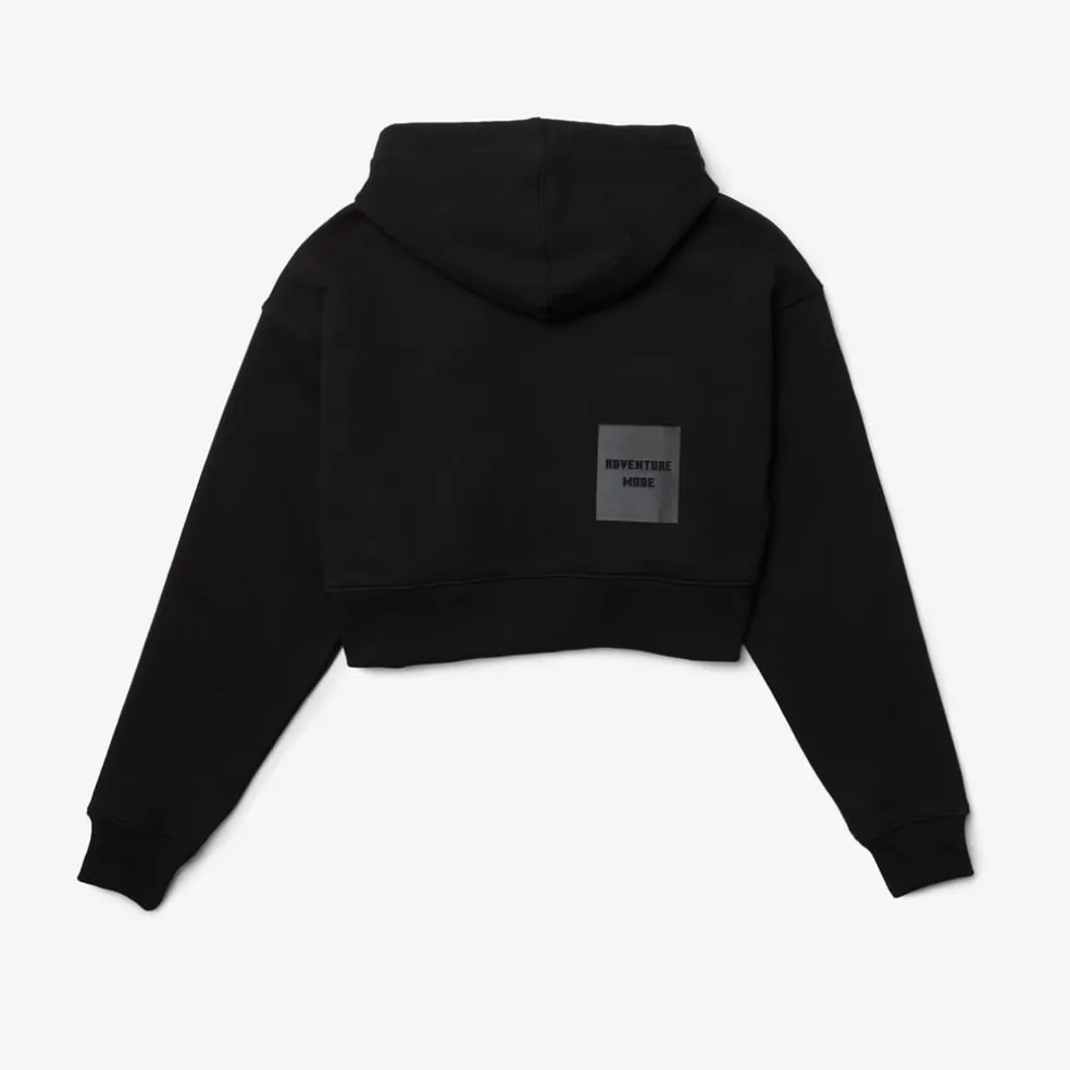 Lacoste Cropped Hooded Slim Fit Sweatshirt in Black