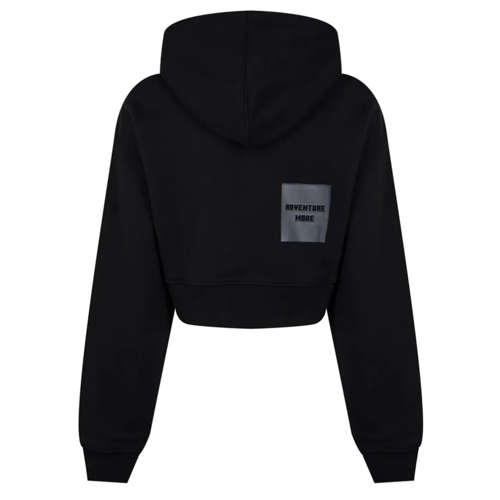Lacoste Cropped Hooded Slim Fit Sweatshirt in Black