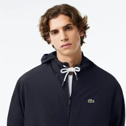 Lacoste Detachable Hood Sportsuit Jacket in Navy