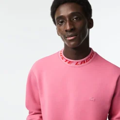 Lacoste Double Sided Logo Collar Sweatshirt in Pink