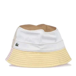 Lacoste Embroidered Crocodile Colourblock Bucket Hat in Pink
