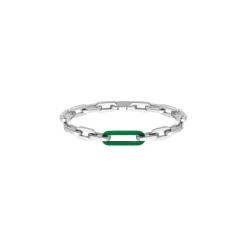 Lacoste Ensemble Stainless Steel With Green Silicone Link Chain Bracelet in Silver