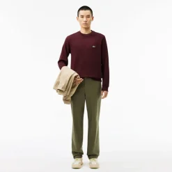 Lacoste Fleece Crewneck Sweatshirt in red maroon