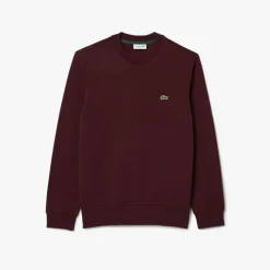 Lacoste Fleece Crewneck Sweatshirt in red maroon