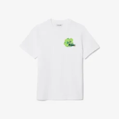 Lacoste Floral Print Cotton T-Shirt in White