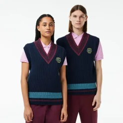 Lacoste Heavy Cotton Badge Accent Tennis Sweatshirt in Navy