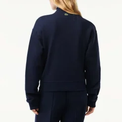 Lacoste High Neck Zipped Fleece Jogger Sweatshirt in Blue