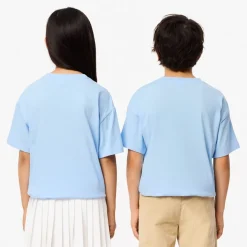 Lacoste Juniors Crocodile Print T-Shirt in Light Blue