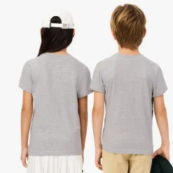 Lacoste Juniors Crocodile Graphic Cotton T-Shirt in Grey
