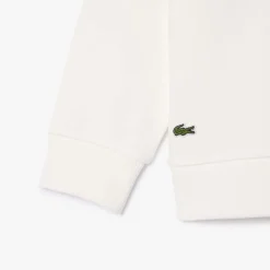 Lacoste Juniors Fleece Crewneck Print Sweatshirt in Cream