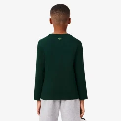 Lacoste Juniors Heavy Cotton Crocodile Graphic T-Shirt in Green