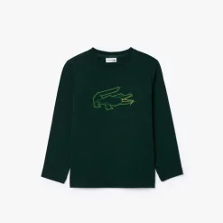 Lacoste Juniors Heavy Cotton Crocodile Graphic T-Shirt in Green