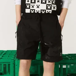 Lacoste Lacoste x Minecraft Nylon Bermuda Shorts in Black