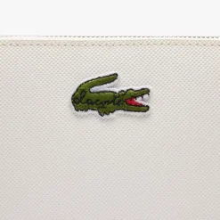 Lacoste Large Zipped Crocodile Billfold Purse in White