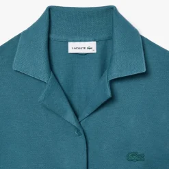 Lacoste Linen and Cotton Belted Shirt Dress in Green