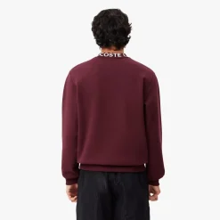 Lacoste Logo Crewneck Sweatshirt in red maroon