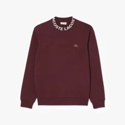 Lacoste Logo Crewneck Sweatshirt in red maroon