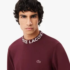 Lacoste Logo Crewneck Sweatshirt in red maroon