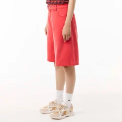 Lacoste Long Natural Dye Bermuda Shorts in Red
