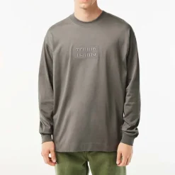 Lacoste Long Sleeve Loose Fit Cotton T-Shirt in Grey