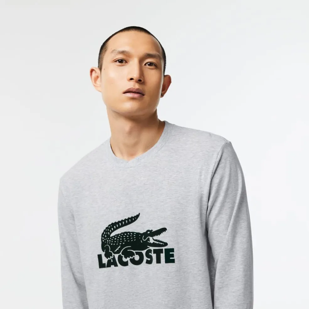 Lacoste Long Sleeve Pyjama Set in Navy Grey