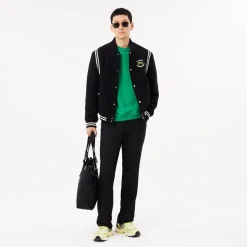 Lacoste Loose Fit Badge Accent Fleece Sweatshirt in Green