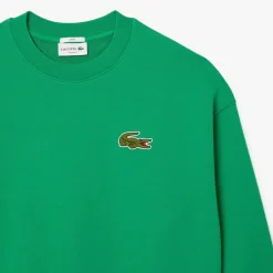 Lacoste Loose Fit Badge Accent Fleece Sweatshirt in Green