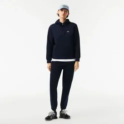Lacoste Loose Fit Cotton Blend Hoodie in Navy