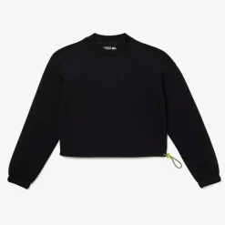 Lacoste Loose Fit Drawstring Sweatshirt in Black