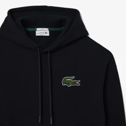 Lacoste Loose Fit Fleece Hoodie in Black