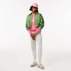 Lacoste Loose Fit Organic Cotton Fleece Sweatshirt in Pink