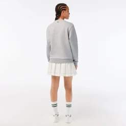 Lacoste Loose Fit Organic Cotton Fleece Sweatshirt in Grey