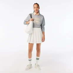 Lacoste Loose Fit Organic Cotton Fleece Sweatshirt in Grey