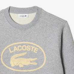 Lacoste Loose Fit Organic Cotton Fleece Sweatshirt in Grey