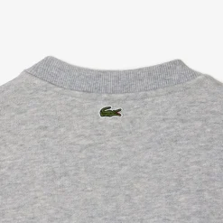 Lacoste Loose Fit Organic Cotton Fleece Sweatshirt in Grey