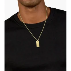 Lacoste Mens Adventurer Yellow Gold Ip Necklace in Gold