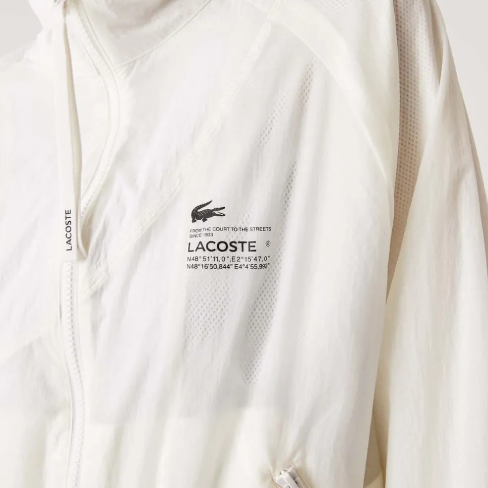 Lacoste Mesh Lined Nylon Jacket in Cream