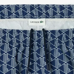 Lacoste Mid Length Monogram Print Swim Trunks in Multi colour
