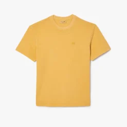 Lacoste Natural Dyed Cotton T-Shirt in Orange