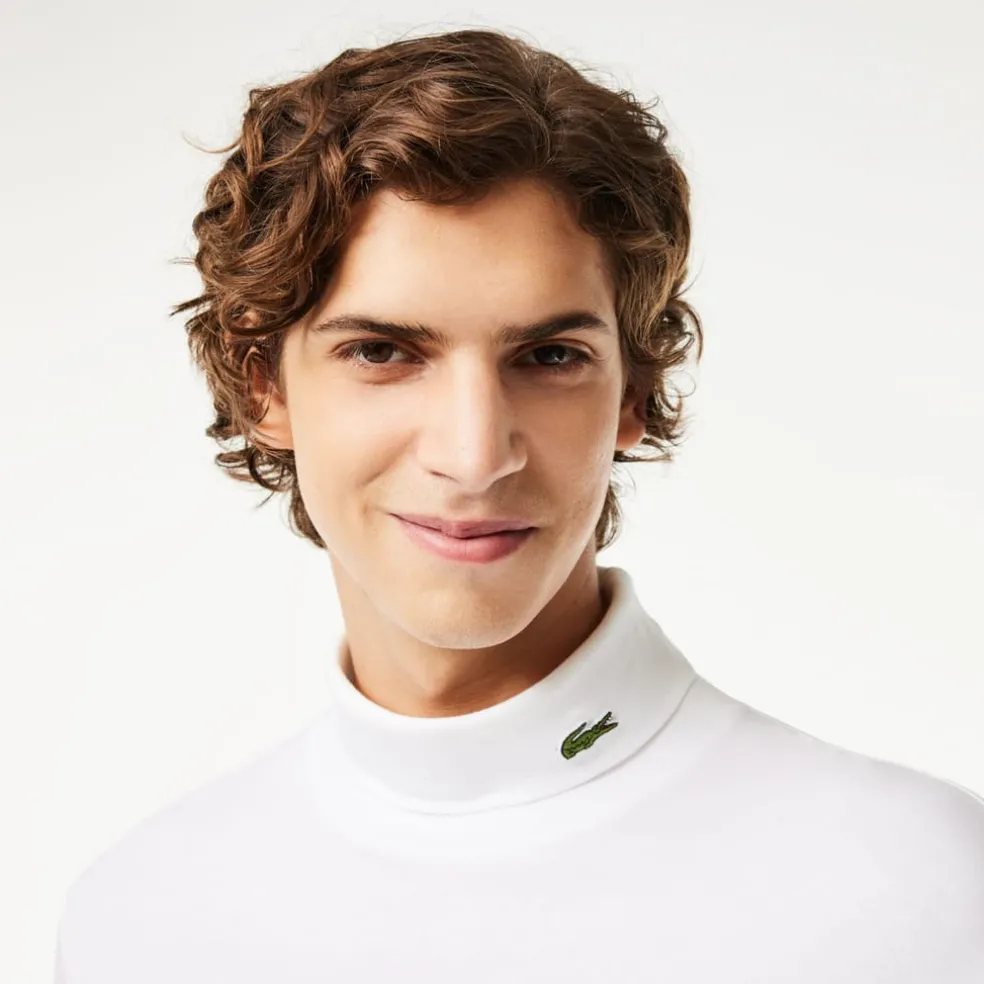 Lacoste Organic Cotton Turtleneck T-Shirt in White