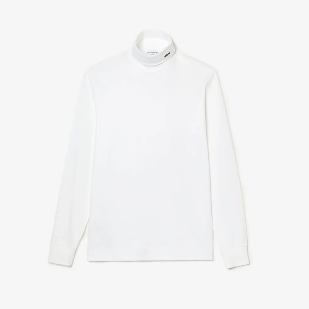 Lacoste Organic Cotton Turtleneck T-Shirt in White