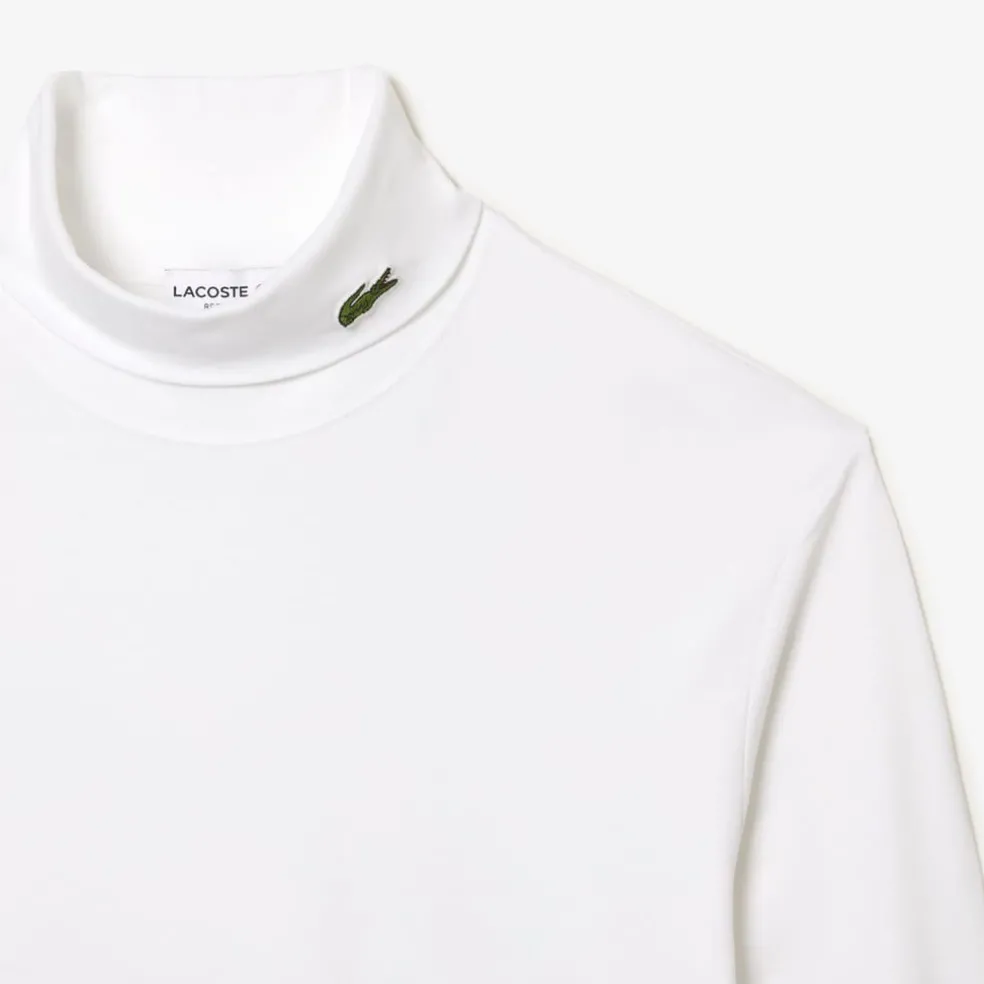 Lacoste Organic Cotton Turtleneck T-Shirt in White