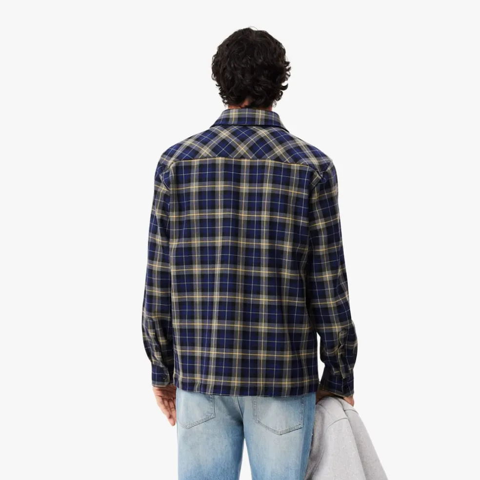 Lacoste Oversize Checked Overshirt in Navy
