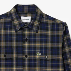 Lacoste Oversize Checked Overshirt in Navy