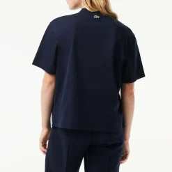Lacoste Oversized Cotton Tennis Embroidery T-Shirt in Blue