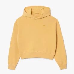 Lacoste Oversized Natural Dye Hooded Sweatshirt in Orange
