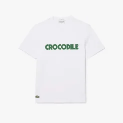 Lacoste Print Cotton T-Shirt in White